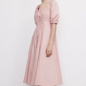 Apģērbu Sievietēm, Ir 2021. Jaunāko Kleitu Dizaina Sieviešu Franču Vintage Laukumā Apkakles Rietumu Stila Puff Piedurknēm, Elegants Kleitas