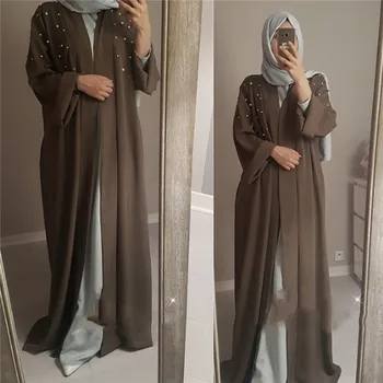 Ar garām Piedurknēm Muslīnu Drēbes Musulmaņu Pušķis Krelles Kleita Abaya Inie Tautas Arābu Islāma Apģērba Muslīnu Kleita ouc3362