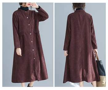 Ar garām piedurknēm velveta vintage sievietēm gadījuma zaudēt rudens ziemas elegants krekls, kleita drēbes ir 2021. dāmas kleitas
