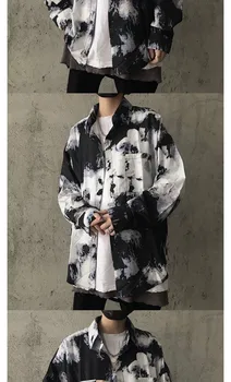 Arī klasiskajā Vīriešu Apģērbs pavasara rudens Korejas streetwear stils Tie krāsošana ar garām piedurknēm sieviešu topi un blūzes pāris Harajuku shir