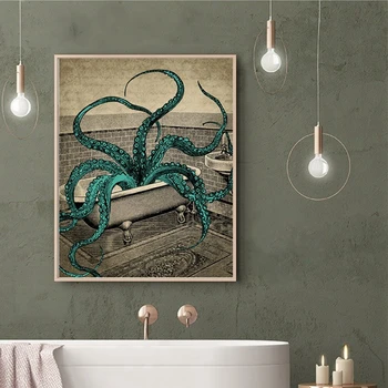 Astoņkāji Kanvas Glezna Plakāti Vannas Izdrukas Astoņkāji, Pirts Sea Life Sienas, Mākslas Attēlus, Vannas Istaba, Dzīvojamā Istaba Mājas Dekoru