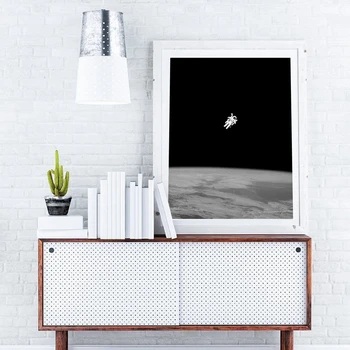Astronauts Spaceman Jauns Mēness Sienas Mākslas Audekla Glezna Melnā un Baltā Plakāti un Izdrukas Bērnu Istabas Sienas Dekors Zēni Dāvanas