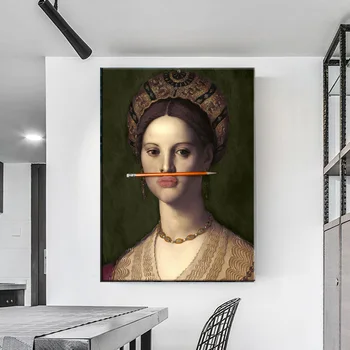 Attēli Interjera Klasisko Eiropas Sieviete Izdrukas Sienas Mākslas Moduļu Jautri Lūpām Pildspalvu, Plakātu, Gleznu Cuadros Uz Audekla Dzīvojamā Istaba