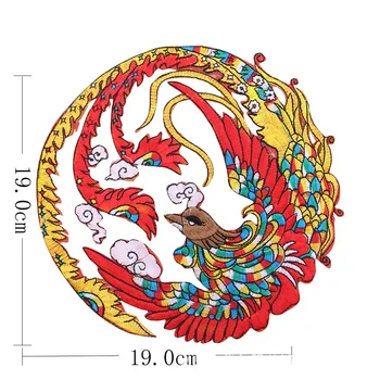 Augstas kvalitātes dzīvnieku Lielas apaļas phoenix izšūti Plāksteri vairumtirdzniecības auduma kategorijas uzlīme Sew-par DIY mēteļu aksesuāri