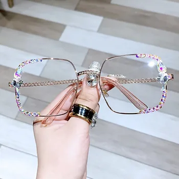 Augstas Kvalitātes Zilā Gaisma Pretbloķēšanas Brilles Luksusa Rhinestone Lasīšanas Brilles Anti-noguruma Acu Aizsardzības Brilles Optisko Objektīvu