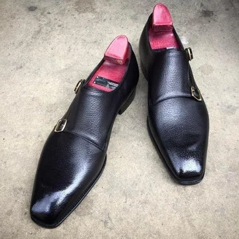 Augstu Kvalitāti Jaunā Modes Vīrieši Pu Ādas Sprādzi Biznesa Apavu Vintage Gadījuma, Klasiskās Mūks Siksniņu Kurpes Zapatos De Hombre HA435