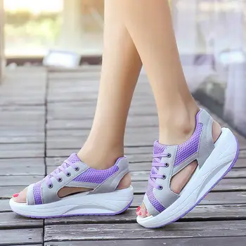 Augstuma palielināšana ir 2021. vasaras kurpes sieviešu sandales platformas āra platformas sandales sieviete kurpes, mežģīnes-up sieviešu kurpes