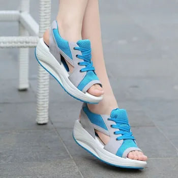 Augstuma palielināšana ir 2021. vasaras kurpes sieviešu sandales platformas āra platformas sandales sieviete kurpes, mežģīnes-up sieviešu kurpes