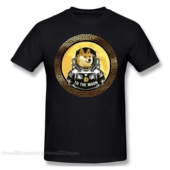 Augstākās Kvalitātes Apģērbu Doge Dogecoin Skyrocketing Bitcoin Valūta T-Krekls Uz Mēness Smieklīgi Modes Īsām Piedurknēm Krekls Vīriešiem