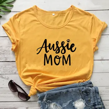 Aussie Mamma Kokvilnas T-krekls Smieklīgi Suņu Mamma Dāvanu T camiseta Gudrs Sieviešu Grafiskais Hipster Vasaras Top Tee Kreklu Dropshipping
