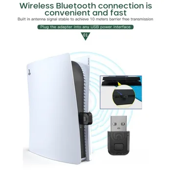 Austiņas Audio Raidītāju, Bluetooth saderīgas Austiņas USB Bezvadu Austiņu Uztvērēju PS5 PlayStation Uztvērējs, Spēļu Konsole