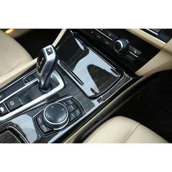 Auto ABS Black Koksnes Graudu Centra Konsole Pārnesumu Pārslēgšanas Paneļa Vāku Apdare for-BMW 5 Series F10 2011-17 520Li 525Li 530Li