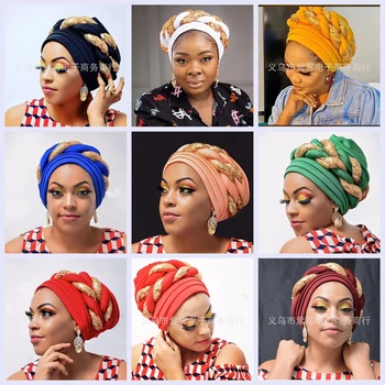 Auto gele āfrikas headtie modes sego galvas wraps sieviešu kāzu cepures āfrikas galvassegas galvu ZW-10