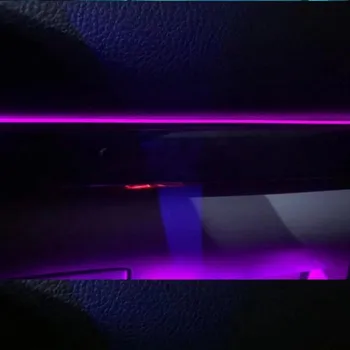 Auto Interjera Dekoratīvie Atmosfēru Lampas Akrila Optiskās Šķiedras Gaismas RGB Apkārtējās Gaismas Skaņas Kontrole Ar 12V piepīpētāja