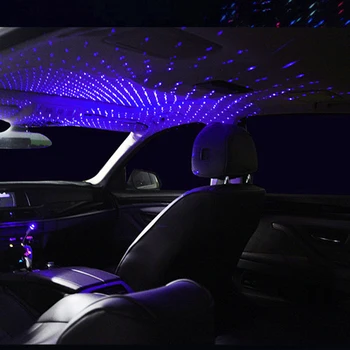 Auto Jumta Zvaigžņu Gaismu Interjera LED Zvaigžņotām Lāzera Atmosfērā Apkārtējās vides Projektora USB Auto Dekorēšana Nakts Mājas Dekoru Galaxy Gaismas