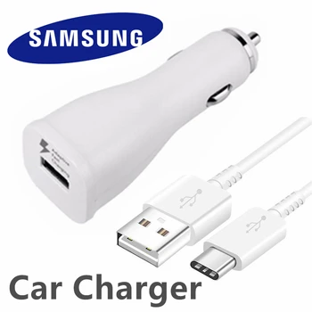 Auto Lādētājs Samsung Oriģināls Ātrās Uzlādes 15W Adapteri USB C Tipa Kabeli Maksas S8 S9 S10 S20 Plus Piezīme 9 10 Plus A20 A50 A51 A71