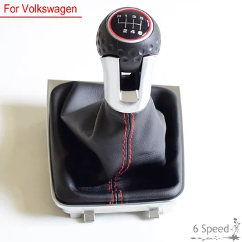 Auto Melns Panelis Sarkans aplis 5/6 Ātrums Auto Pārnesumu Pārslēgšanas Rokturis Svira Volkswagen, VW Golf 7 Mk7 GTI GTD 2013-2018