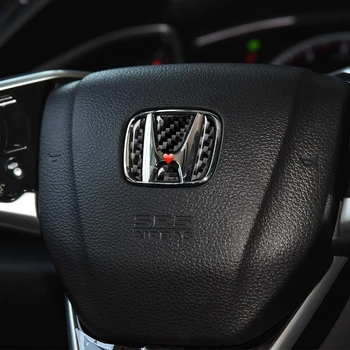 Auto stils Oglekļa Šķiedras Uzlīme Automašīnas Stūres Rata Aizsargātu Vāka Uzlīme Logo aizsardzības uzlīme Honda Civic 10. 2016-19