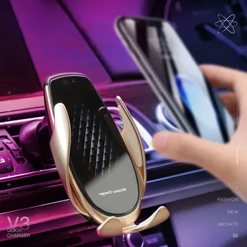 Auto Telefona Turētājs Automātiskās Spriegošanas Bezvadu Lādētājs iPhone XS 11 Pro Samsung Xiaomi Infrasarkano staru Sensoru, Auto Turētājs, gaisa ventilācijas