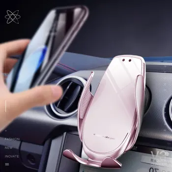 Auto Telefona Turētājs Automātiskās Spriegošanas Bezvadu Lādētājs iPhone XS 11 Pro Samsung Xiaomi Infrasarkano staru Sensoru, Auto Turētājs, gaisa ventilācijas