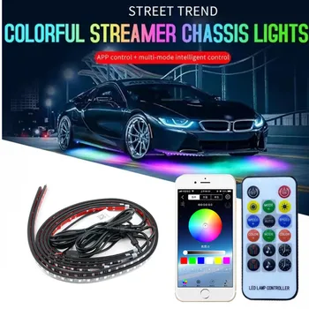 Auto Underglow Gaismas LED Elastīga Sloksne Šasijas Lukturi Remote /APP Kontroles Automašīnu Led Neona Gaismas RGB Dekoratīvās Atmosfēru Lampas