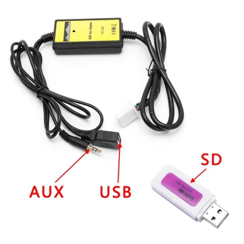 Automašīnas Adapteris Mainītājs, MP3 Interfeiss, AUX, SD, USB Datu Kabeli, 2x6Pin 