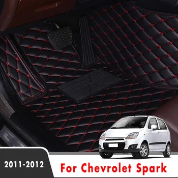Automašīnas Grīdas Paklāji Chevrolet Spark 2012. Gada 2011. Gada Auto Interjers, Auto Piederumi-Dizains Custom Ādas Priekšējo Un Aizmugures Sānu Kāju Pārsegu
