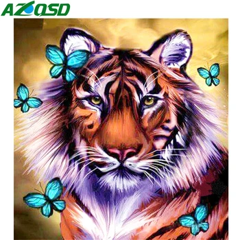 AZQSD Diy 5d Dimanta Tīģeris Krāsošana Butterfly Home Decoration Dimanta Izšuvumi Dzīvnieku Cross Stitch Komplekti, Roku darbs Amatniecības