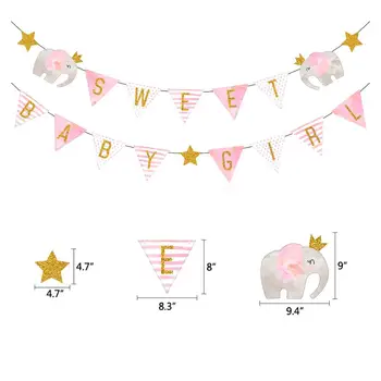 Baby dušas mājās partijas apdare baby rozā ziloņu meitene, dzimšanas dienas svinības apdare vākšana baby girl par vienu gadu dzimšanas dienu