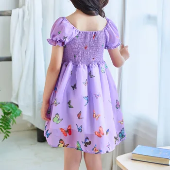 Baby Toddler Meitenes Kleita Vasaras korejas Puff Piedurknēm ar Īsām Piedurknēm Tauriņš Princese Kleita Ikdienas Apģērbs Bērniem, Apģērbs Tutu платье