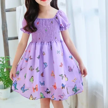 Baby Toddler Meitenes Kleita Vasaras korejas Puff Piedurknēm ar Īsām Piedurknēm Tauriņš Princese Kleita Ikdienas Apģērbs Bērniem, Apģērbs Tutu платье