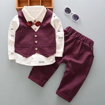 Baby zēni apģērbu komplekts pavasara rudens toddler modes iwedding džentlmenis formālu uzvalku zīdaiņu bērnu puses apģērbu komplekti zēns baby