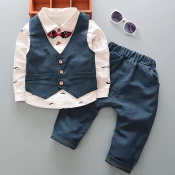 Baby zēni apģērbu komplekts pavasara rudens toddler modes iwedding džentlmenis formālu uzvalku zīdaiņu bērnu puses apģērbu komplekti zēns baby