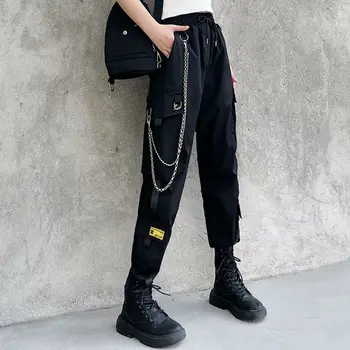 Baggy Bikses Sieviešu Augsto Vidukli Ar Ķēdes Sieviešu Joggers Bikses korejas Modes Bikses Harajuku Vaļīgas Bikses Sievietēm