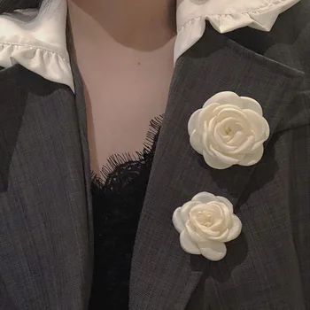 Balts Camellia Rožu Matu Klipu Maigu Satīna Retro Ziedu Pasaku Temperamentu, Matu Rotājumi Hairclips Meitene, Sieviešu Matu Aksesuāri