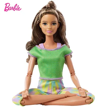 Barbie Veikti, lai Pārvietotu Lelle ar 22 Elastīgas Locītavas Ilgi Viļņotas Brunete, Mati Valkājot Athleisure Bērniem Dzimšanas dienas Dāvanu GXF05