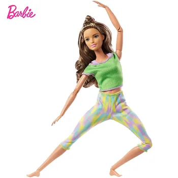 Barbie Veikti, lai Pārvietotu Lelle ar 22 Elastīgas Locītavas Ilgi Viļņotas Brunete, Mati Valkājot Athleisure Bērniem Dzimšanas dienas Dāvanu GXF05