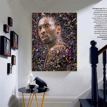 Basketbola Zvaigzne Kobe Portrets Plakātu Sienas Mākslas Auduma Apgleznošanas Radošā Mākslas Ainu Dzīvojamā Istaba Mājas Apdare