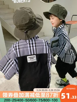 BB Bērnu Apģērbu Zēna Īss Piedurknēm Krekls Ir 2021. Vasaras Bērnu korejiešu Stila Gadījuma Kokvilnas Pleds Modes Krekls