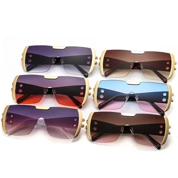 Bez apmales Laukumā Saulesbrilles Sievietēm, Vīriešiem 2021Oversize Retro Zīmola Dizaina Flat Top Taisnstūra Brilles UV400 Liela Toņu Oculos Sieviete