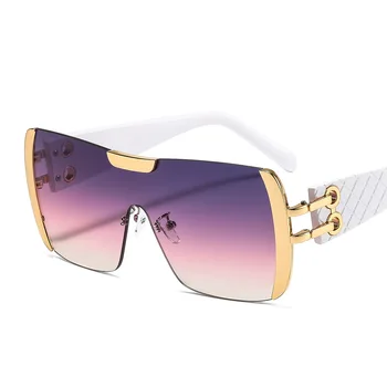 Bez apmales Laukumā Saulesbrilles Sievietēm, Vīriešiem 2021Oversize Retro Zīmola Dizaina Flat Top Taisnstūra Brilles UV400 Liela Toņu Oculos Sieviete