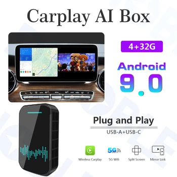 Bezvadu Carplay 4. aile+32G Android 9.0 Atbalstu spogulis saites, split screen Plug and Play Carplay lodziņā VW Nissian Hyundai, Toyota
