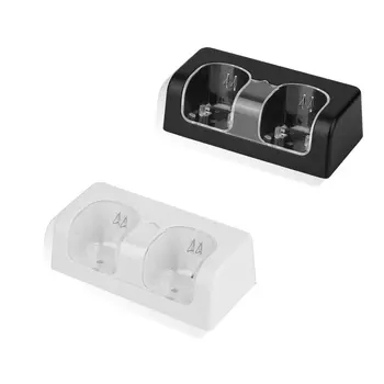 Black & White lielu Ietilpību 2 x 2800mAh Akumulators Pack ar Dual Lādētāju Doks Stāvēt Stacijas Wii Tālvadības pults