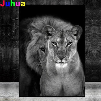 Black white Lion pilna urbt 5d Diy Dimanta Krāsošana dzīvnieku Dimanta Izšūšanas darbi ar dimanta Vīle Mozaīkas Mākslas, mājas dekoru