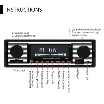 Bluetooth Automašīnas Stereo Audio Auto Elektronika Vintage Automašīnu Radio, MP3 Atskaņotājs, Stereo USB AUX Klasisko Auto Piederumi