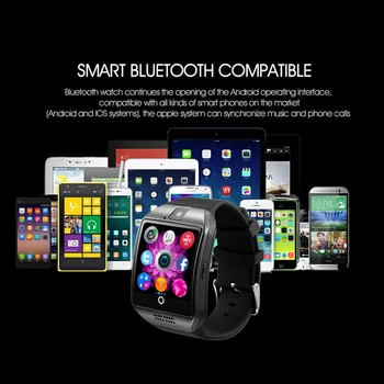 Bluetooth Smart Skatīties Q18 Ar Kameru Facebook Whatsapp Twitter Sync SMS Smartwatch Atbalsta SIM TF Kartes IOS Android