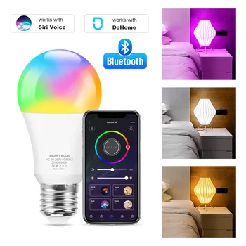 Bluetooth Smart Spuldzes E27 RGB +Auksti Balta+Warm White Led Lampu Droselēm Burvju led Spuldzes Saderīgs Ar Dohome Siri