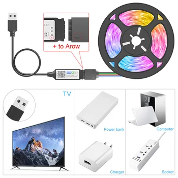 Bluetooth USB Led Sloksnes Gaismas 5050 RGB 1M-30M Elastīgu Lenti, LED Lampas, Led Lentes Gaismas Istabā TV Led Apgaismojums Led Luces