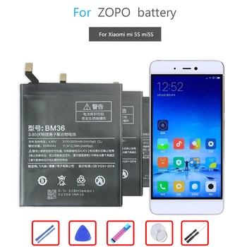 BM36 Akumulatoru Xiaomi Mi 5S Mi5S mobilo telefonu akumulatoru Xiao mi 5S Mi5 S Baterijas BM 36 Bateria