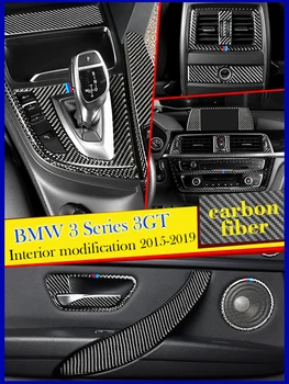 BMW F30 F34 320i 3GT 3 Serise 4 Sērijas Oglekļa Šķiedras Apdare, 3D Uzlīmes, Panelī Auto Interjera Aksesuāri, 2013-2018